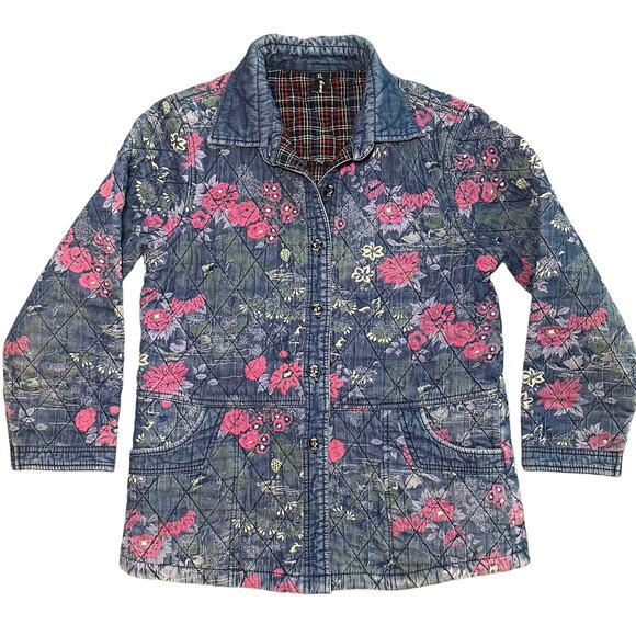 Xihong Quilted Jacket Women Size XL Oriental Floral Tapestry Art to Wear Pockets - Picture 1 of 13